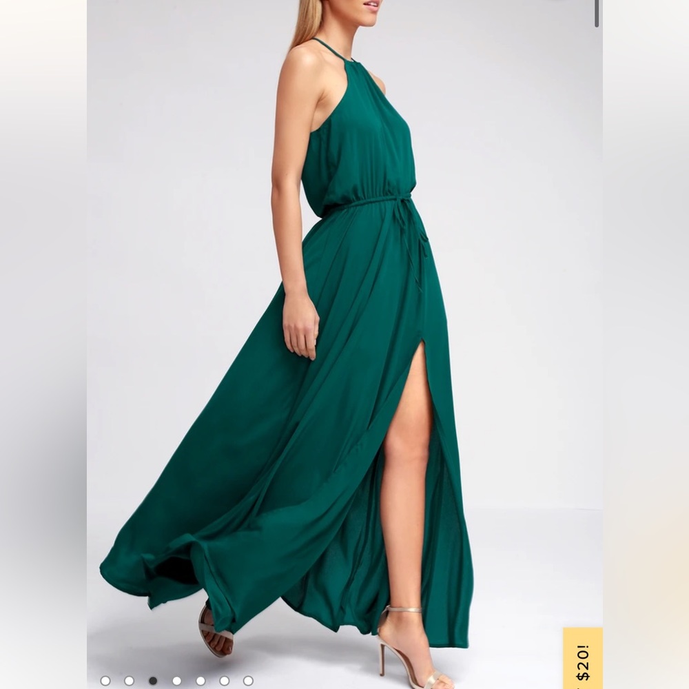 NWT Lulu's Essence of Style Teal Green Maxi Dress size Large